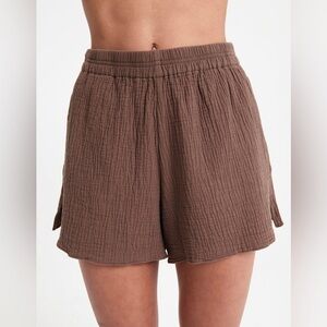 Nude Lucy Alto Crinkle Gauze Cotton Shorts Brown Size Medium